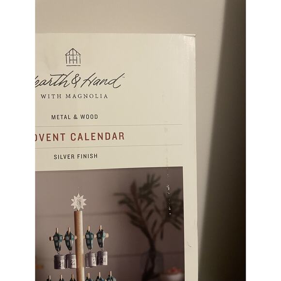 Hearth and Hand Christmas Countdown Tree Metal Wood Green Ribbon Advent Calendar - Picture 4 of 7